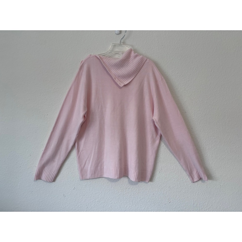 Vintage Sarah‎ Bentley Pink Sweater Large Pearl Trim Collar 80s 90s Cottagecore - Picture 2 of 5